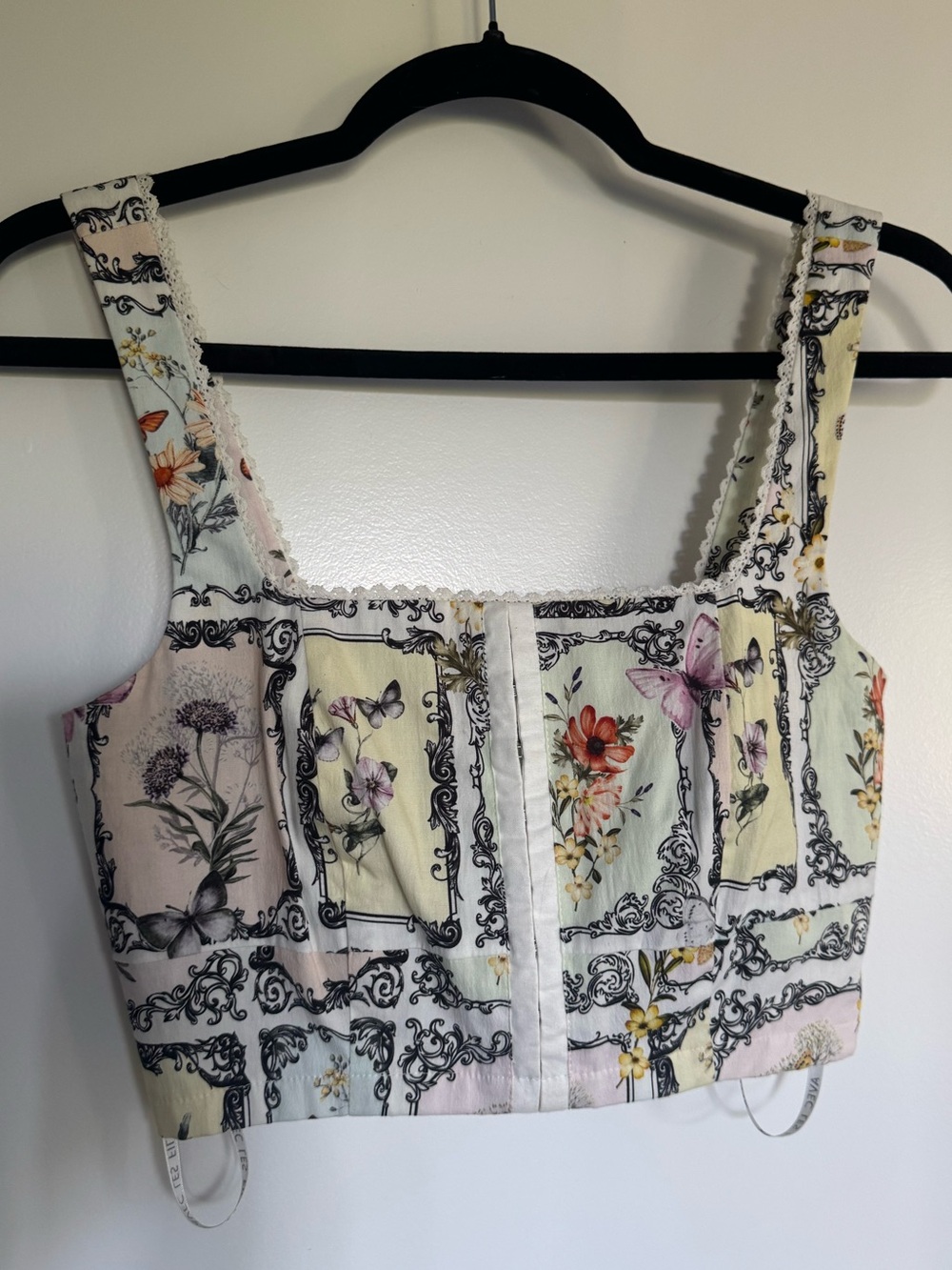 Avec Les Filles Floral Butterfly Bustier Crop Top Size Small Cottagecore Corset